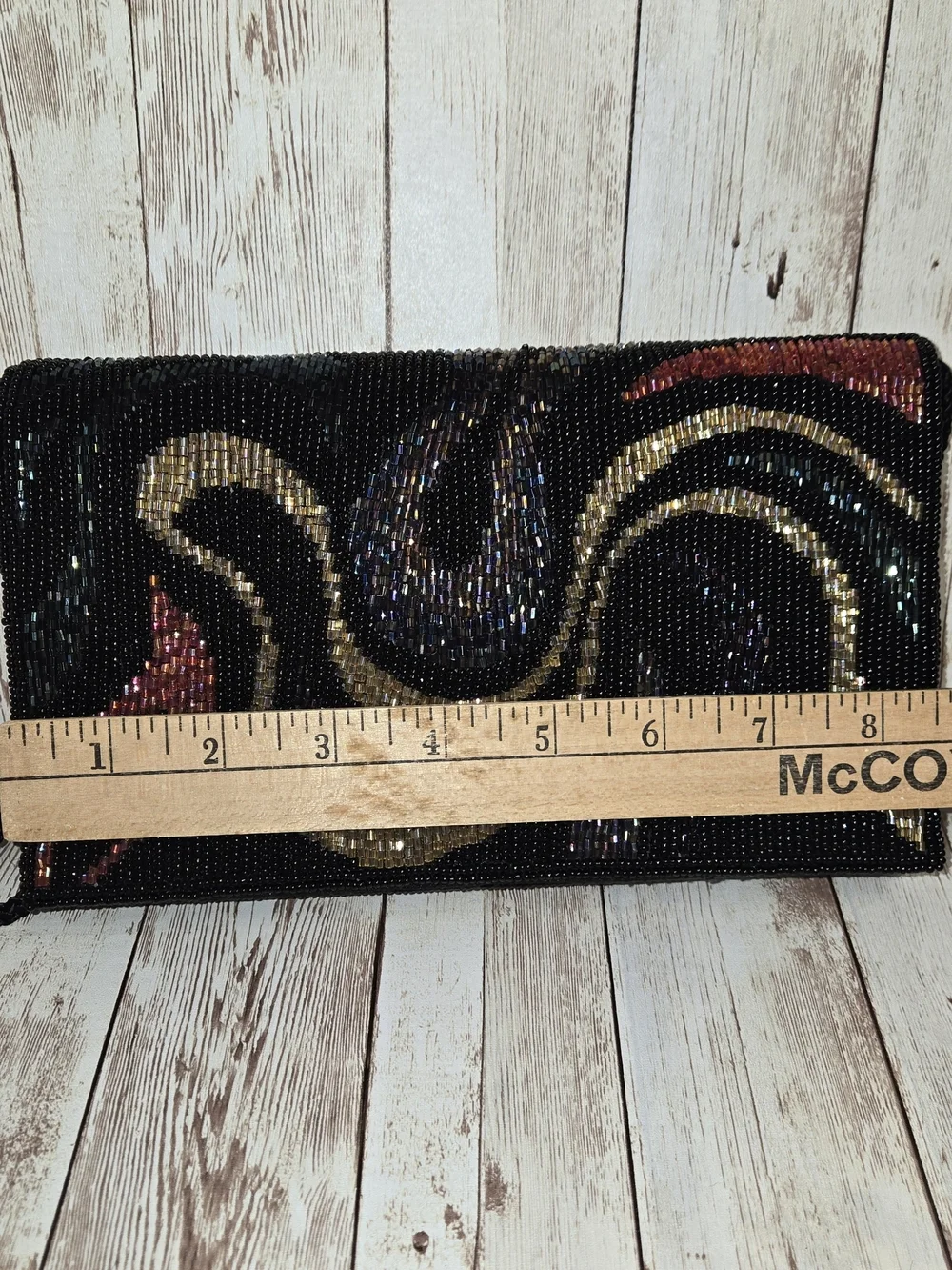 Vintage Bechamel Beaded Bag Black Multicolor Clutch Crossbody Purse